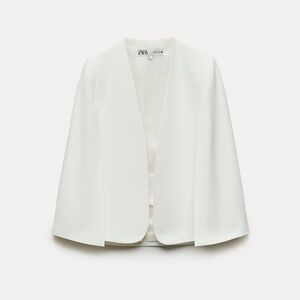 Zara cape sleeve blazer ZW Collection Ecru White Size XL NWT